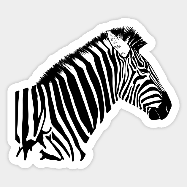 Zebra Silhouette Black and White Safari animals Sticker by SusanaDesigns